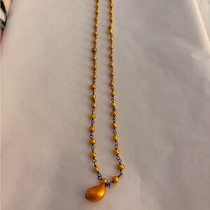 Silpada Yellow Beaded Necklace with Teardrop Charm